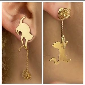 Gold Cat Earrings